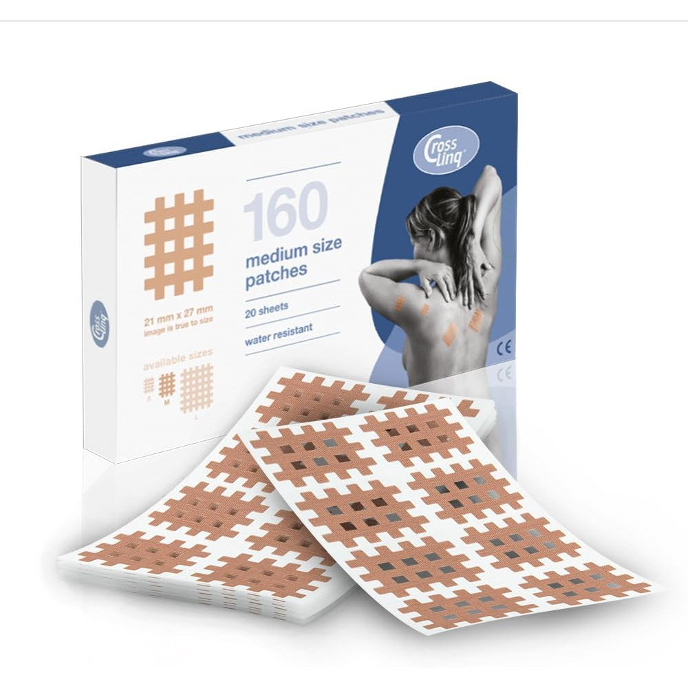 CureTape CrossLinq Acupressure Patches front view showing grid pattern for pain relief.