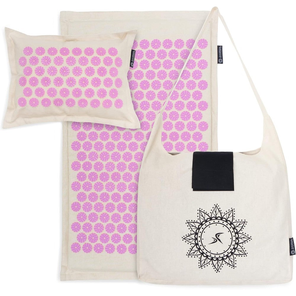 ProsourceFit Ki Acupressure Mat and Pillow Set front view for holistic pain relief.