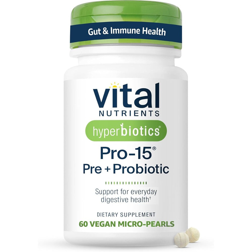 Hyperbiotics Vital Nutrients Pro-15 Probiotics 60 tablets front packaging bottle view