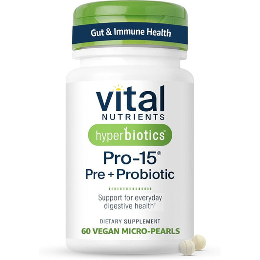 Hyperbiotics Vital Nutrients Pro-15 Probiotics 60 tablets front packaging bottle view