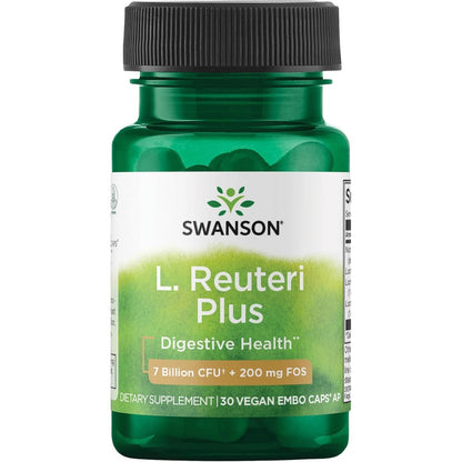Swanson Probiotic L. Reuteri Plus 30 capsules front view showing the product label.