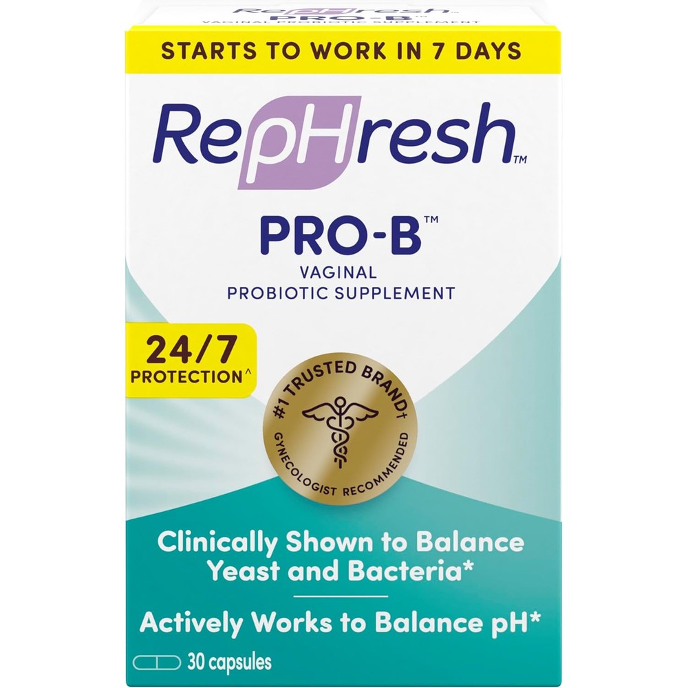 RepHresh Pro B Vaginal Probiotic Supplement front view bottle packaging for women oral health