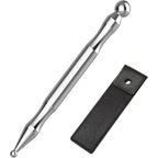 Melonsun stainless steel acupuncture pen front view with dual massage heads