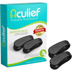 Aculief wearable acupressure clip front view packaging and device
