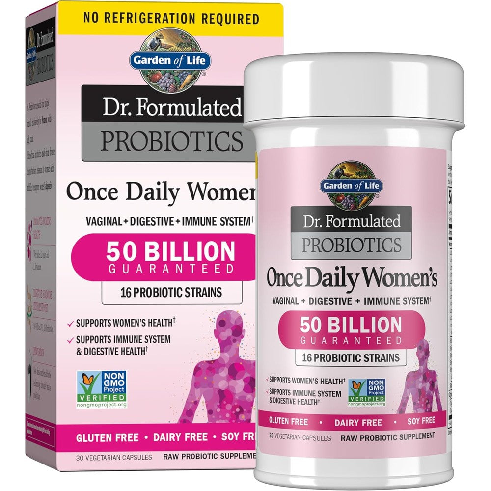 Garden of Life Dr Formulated Probiotics for Women 30 capsules front packaging view showing 50 billion CFU.