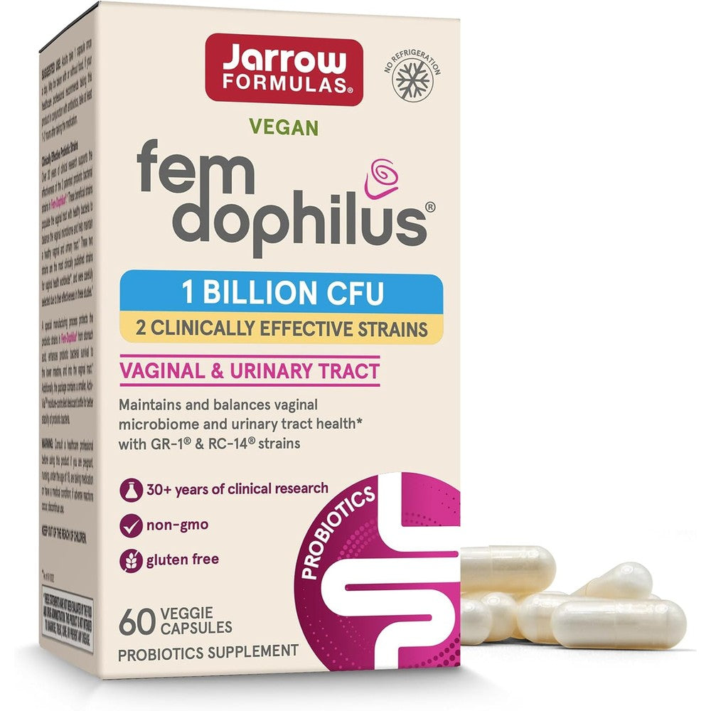 Jarrow Formulas Shelf Stable Fem Dophilus front view woman probiotic supplement