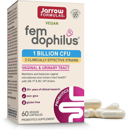 Jarrow Formulas Shelf Stable Fem Dophilus front view woman probiotic supplement