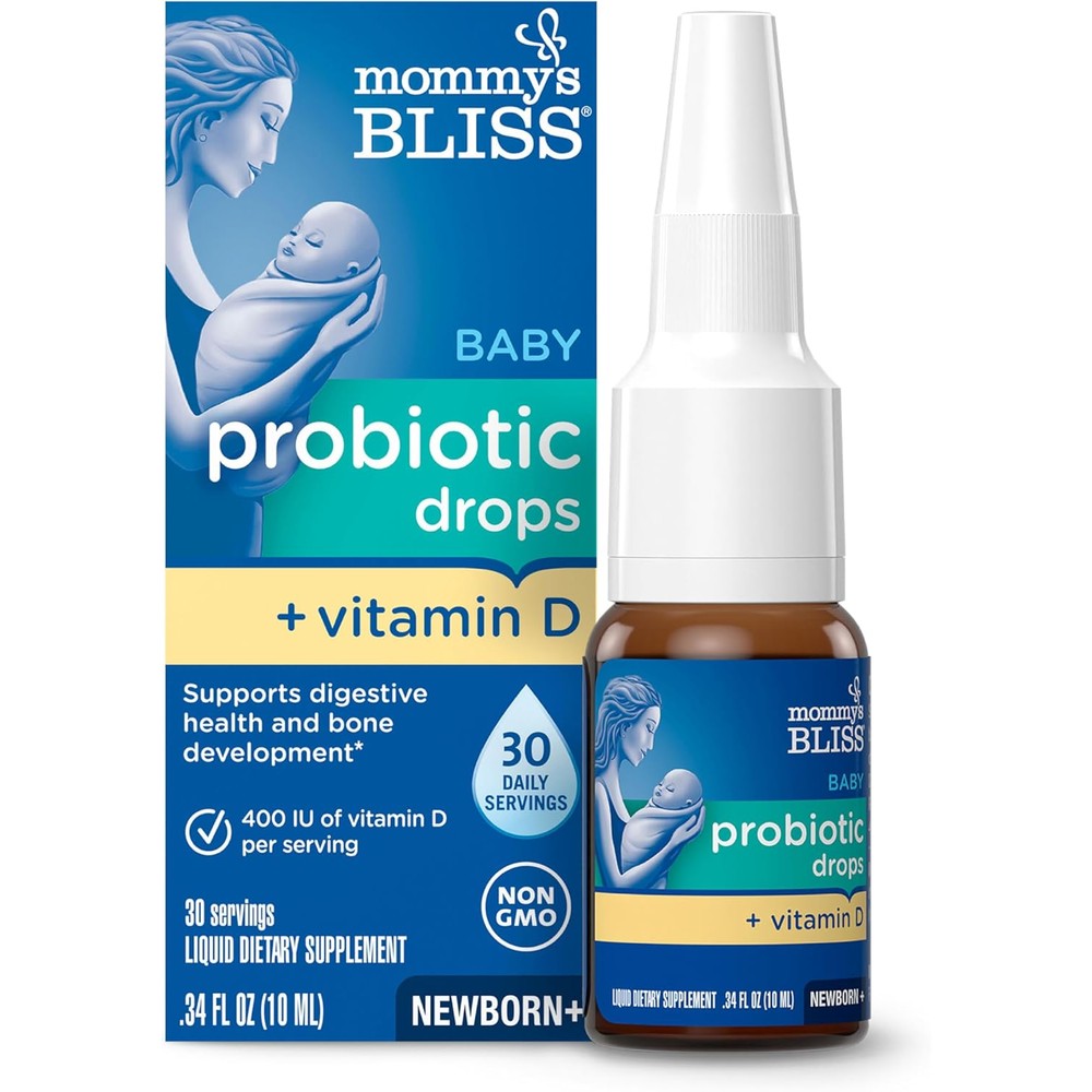 Mommy's Bliss Baby Probiotic Vitamin D Dropper front view packaging