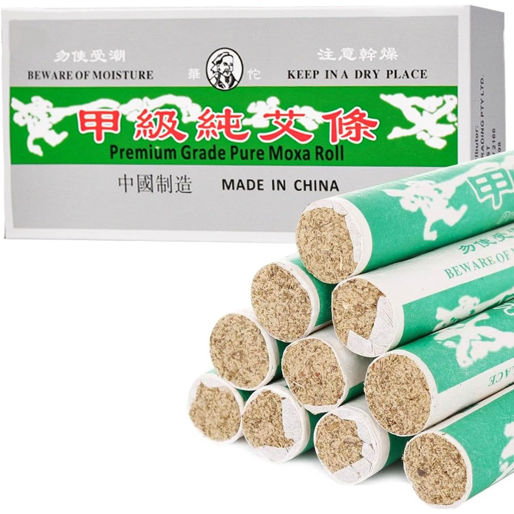 OSPNIEEK Pure Moxa Rolls 10 count box front view for heat therapy.