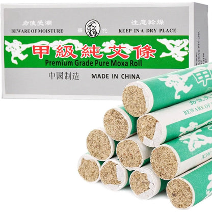OSPNIEEK Pure Moxa Rolls 10 count box front view for heat therapy.