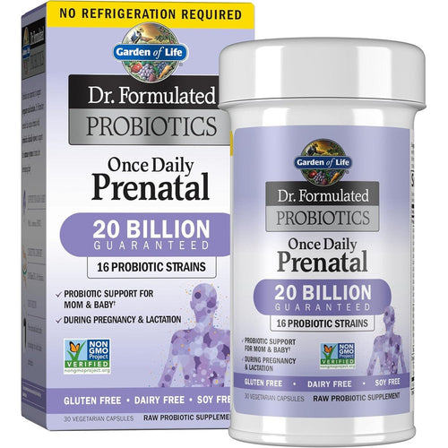 Garden of Life Dr Formulated Prenatal Probiotic 30 caps 20 Billion CFU 16 strains shelf-stable