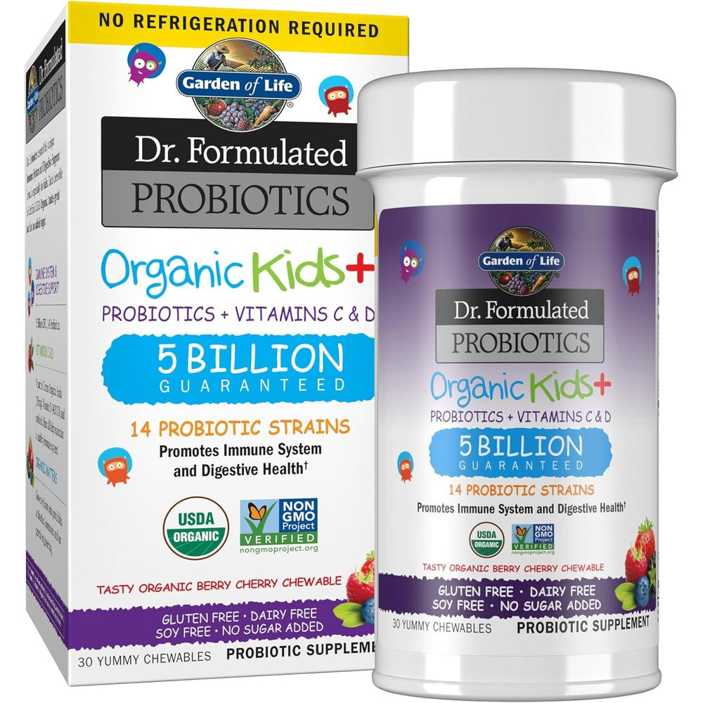 Garden of Life Dr Formulated Probiotics Organic Kids Plus front view packaging for children's immunity