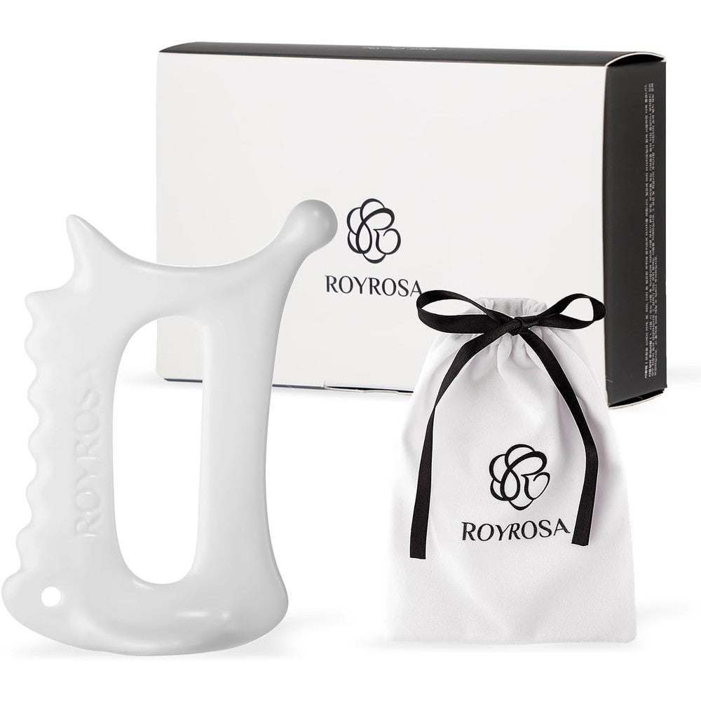 ROYROSA Ceramic Guasha white facial massager front view