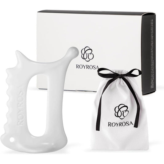 ROYROSA Ceramic Guasha white facial massager front view