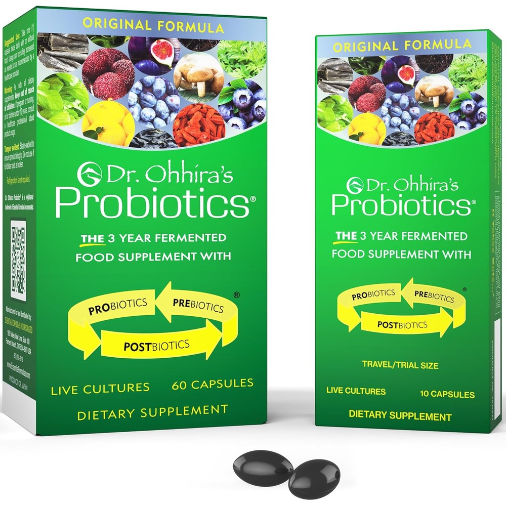 Essential Formulas Dr. Ohhiras Probiotics Original Formula front view package showing authentic gut health supplements.