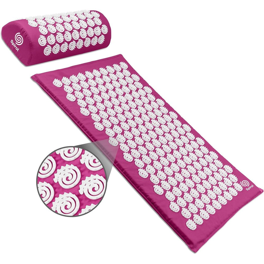 Kanjo Spirol Acupressure Mat and Pillow Amethyst front view with spikes