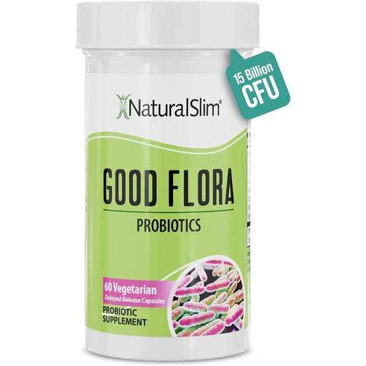 NaturalSlim Good Flora Probiotic Gentle Formula 60 capsules front bottle view for digestive health.