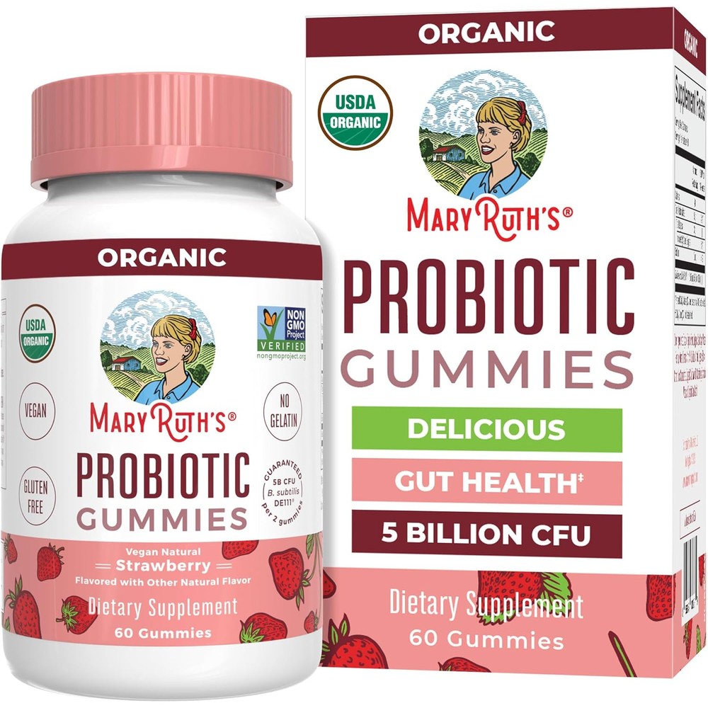 MaryRuth Organics USDA Organic Probiotic Gummies front view authentic USA imported gut supplement