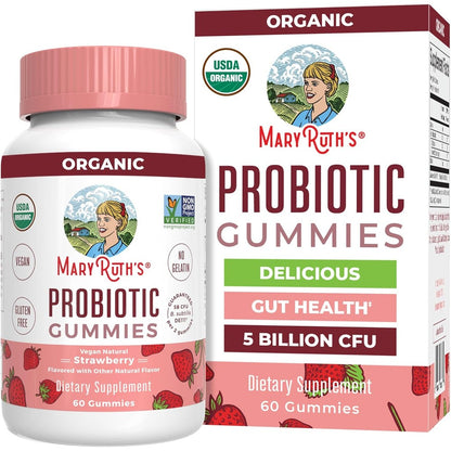 MaryRuth Organics USDA Organic Probiotic Gummies front view authentic USA imported gut supplement