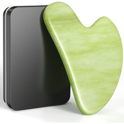 Tophld Natural Jade Stone Gua Sha tool front view for facial massage.