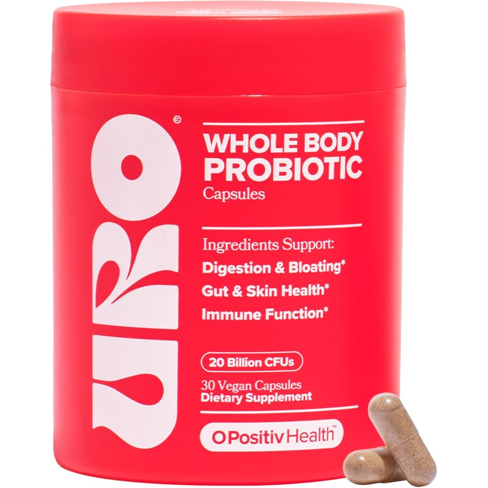 O Positiv URO Whole Body Probiotic capsules front view showing the premium packaging for daily digestive wellness.