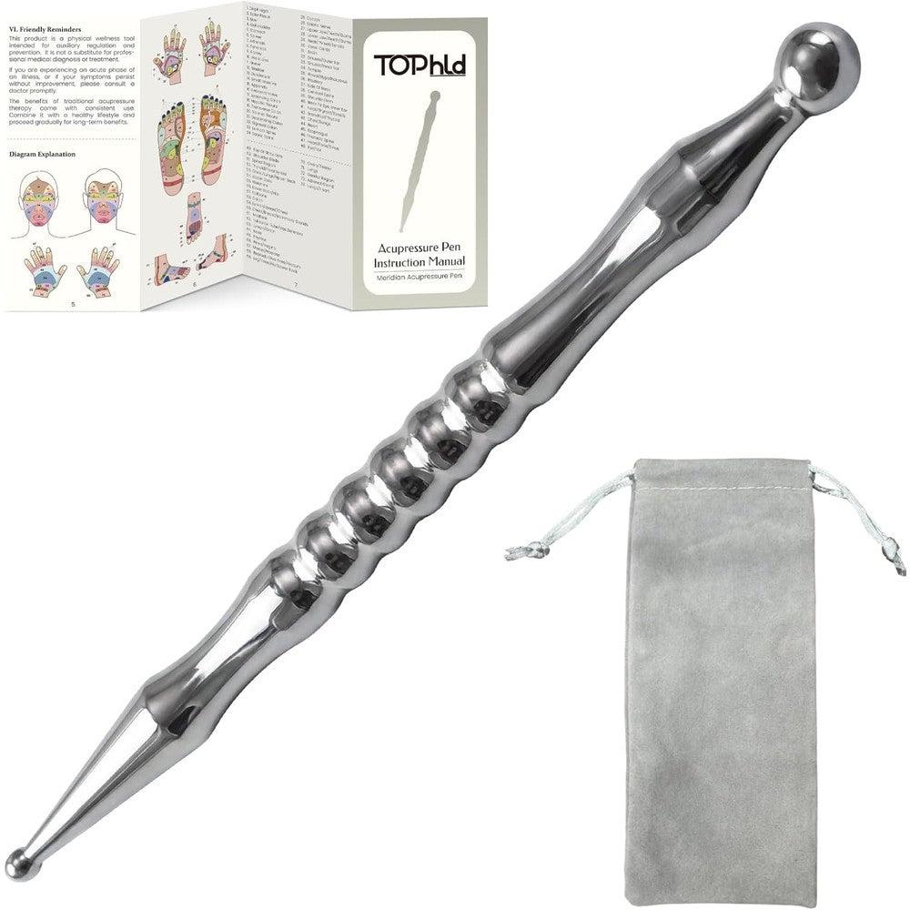 Nuanchu 3 Piece Facial Reflexology Massage Tool Set front view stainless steel probes