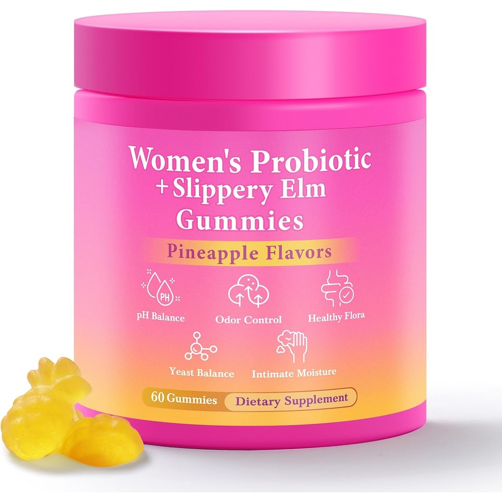 Burminy Her Juicy Feminine Probiotics 60 Pineapple Gummies front view bottle for women pH balance