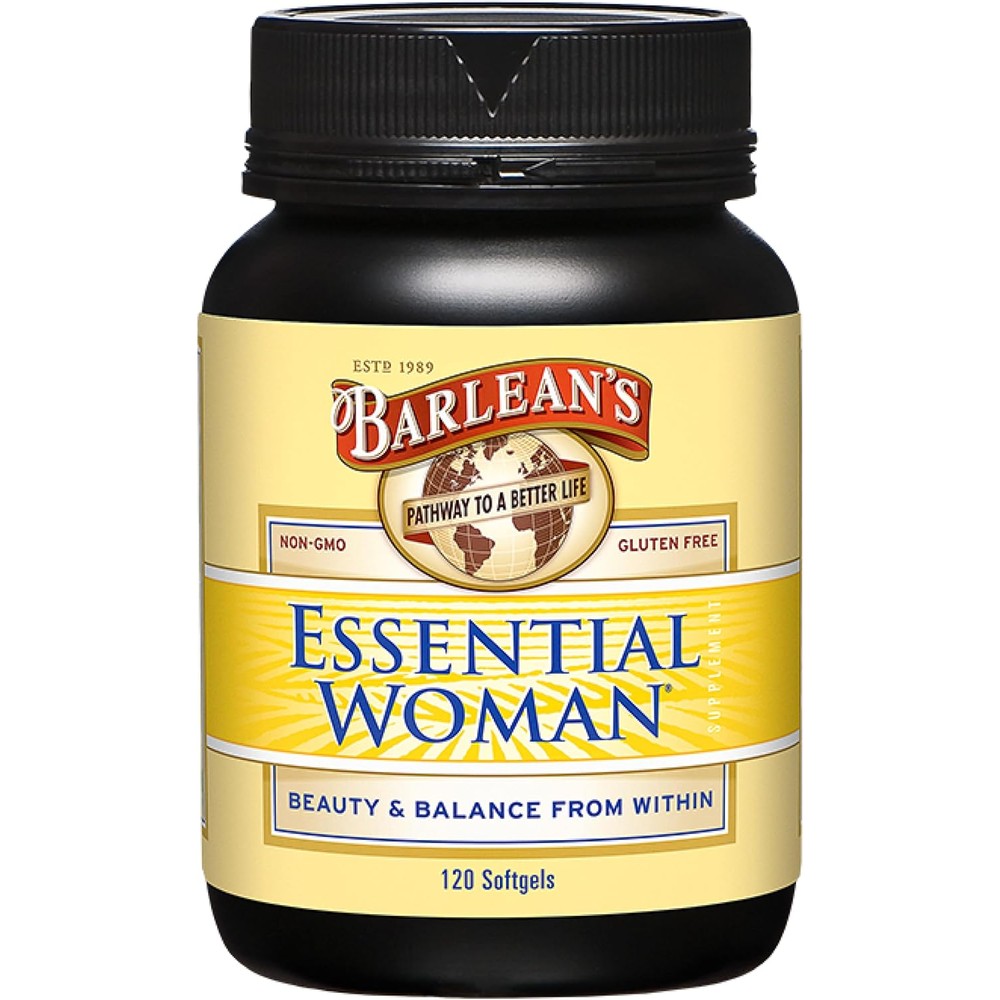 Barlean's Borage Oil 1000mg softgels, rich in GLA, omega 3, 6 & 9 fatty acids, supporting skin and immune health.