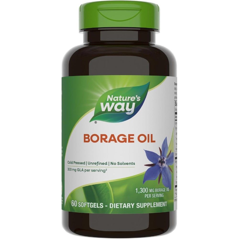 Nature's Way Borage Oil 1300mg softgels front view