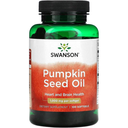 Swanson Pumpkin Seed Oil 1000mg 100 Softgels bottle front view