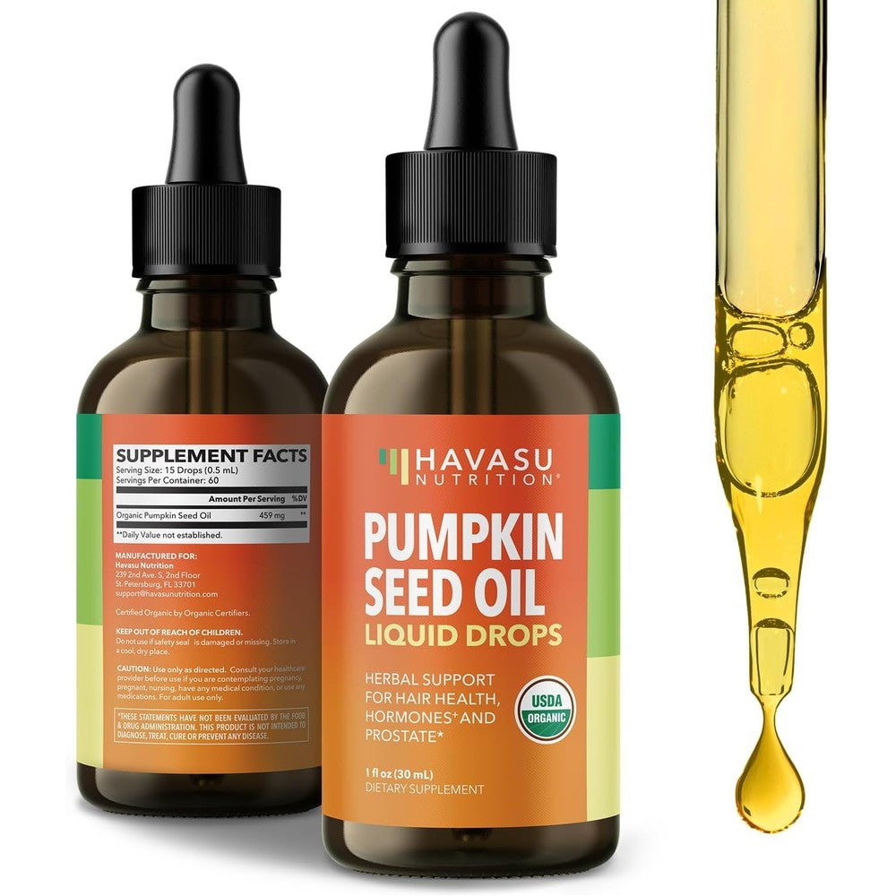 Havasu Nutrition organic pumpkin seed oil liquid drops front view bottle