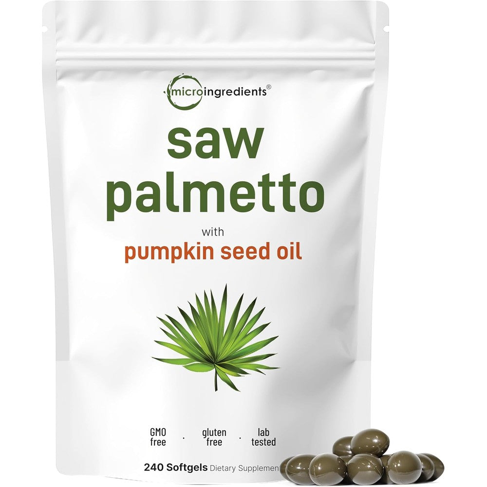 Micro Ingredients Saw Palmetto with Pumpkin Seed Oil front view bottle