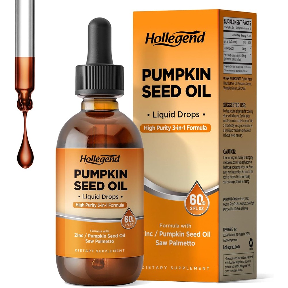 Hollegend Pumpkin Seed Oil Liquid Drops front view bottle