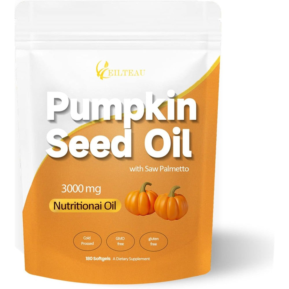Eilteau Pumpkin Seed Oil with Saw Palmetto front pouch view supplement packaging