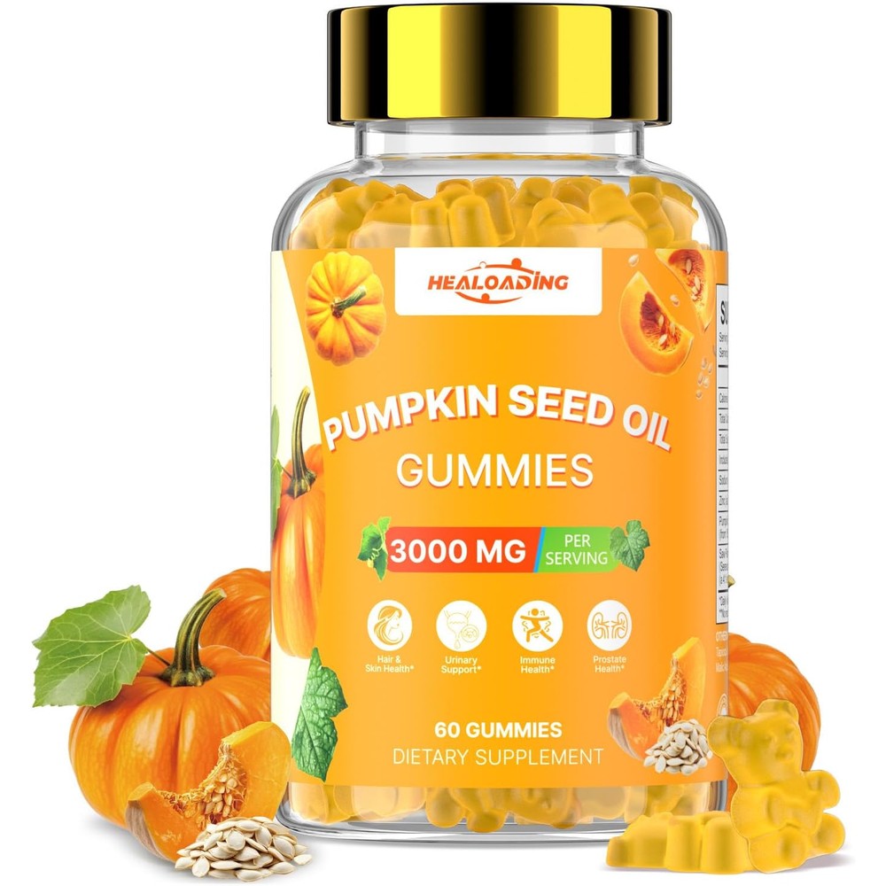 Healoading pumpkin seed oil gummies front view bottle package