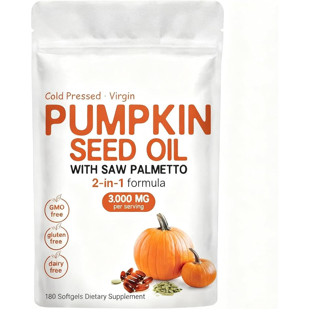 Eoqifijm Pumpkin Seed Oil With Saw Palmetto 300 Softgels Front View