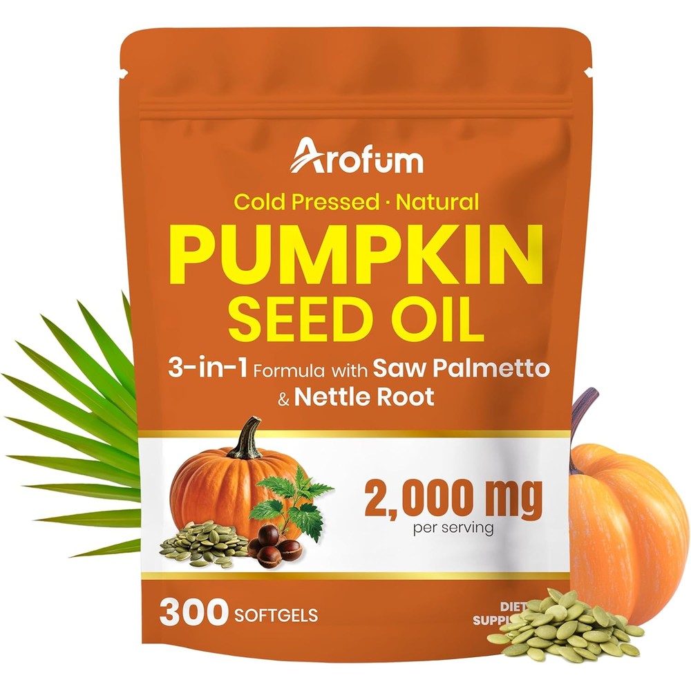Arofum Pumpkin Seed Oil with Saw Palmetto and Nettle Root front view