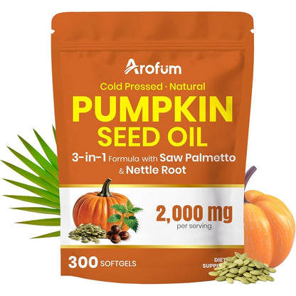 Arofum Pumpkin Seed Oil with Saw Palmetto and Nettle Root front view