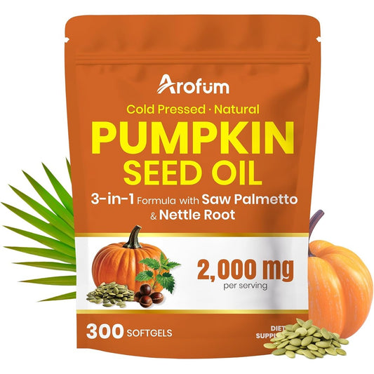 Arofum Pumpkin Seed Oil with Saw Palmetto and Nettle Root front view