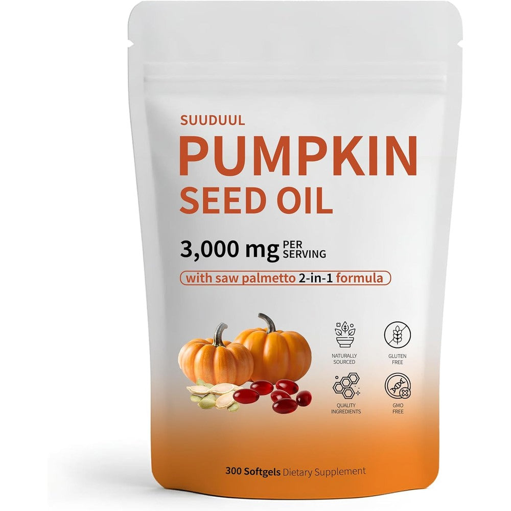 Suuduul Pumpkin Seed Oil and Saw Palmetto 300 softgels bottle front view