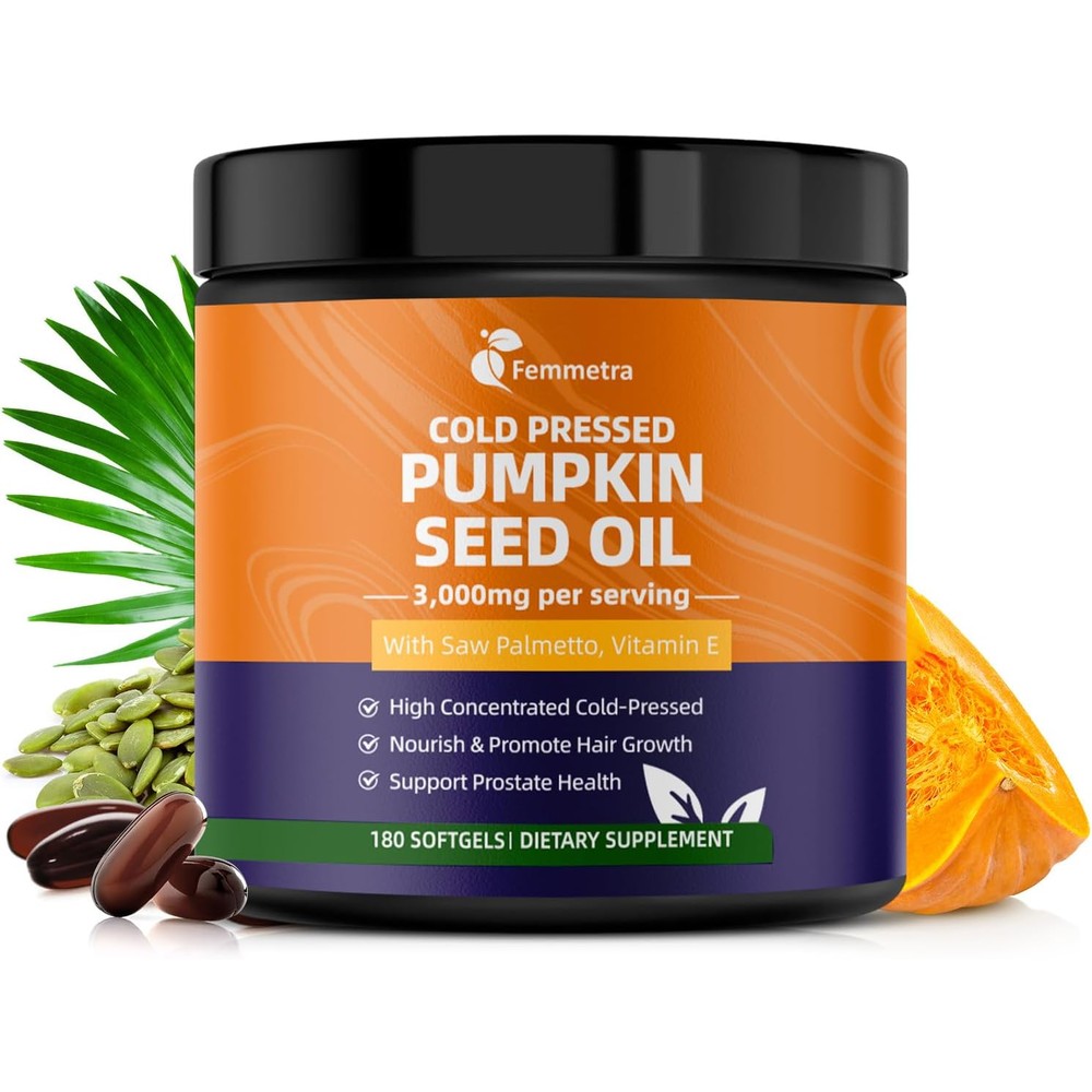Femmetra pumpkin seed oil softgels front view bottle