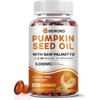 Beword Pumpkin Seed Oil With Saw Palmetto Capsules front view bottle