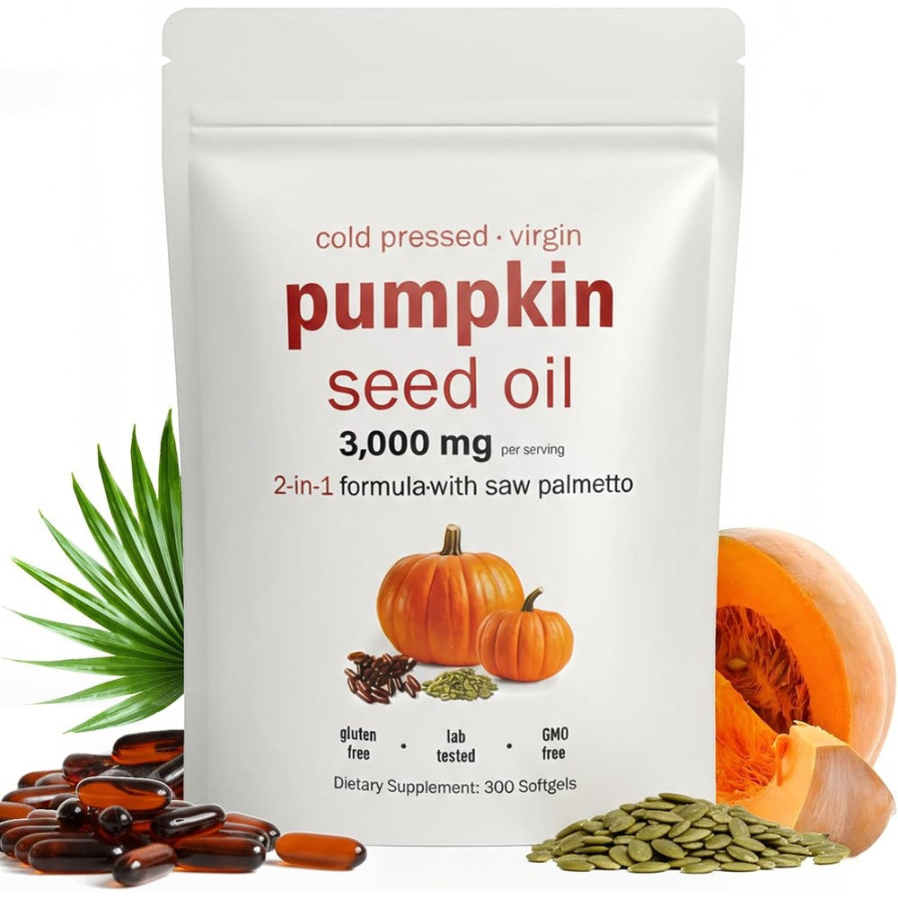 Goldium Pumpkin Seed Oil with Saw Palmetto 300 Softgels front view
