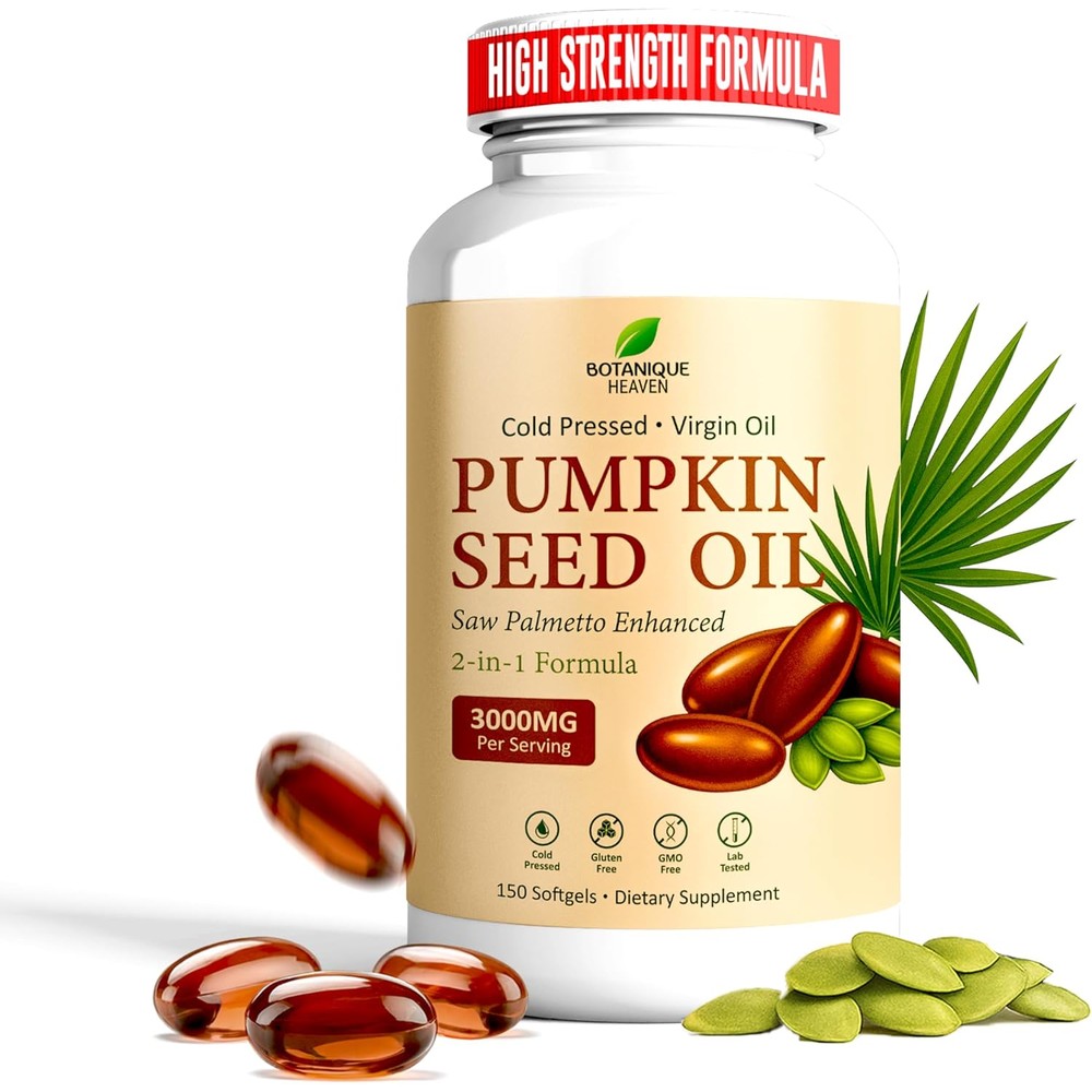 Botanique Heaven Pumpkin Seed Oil Saw Palmetto front view bottle