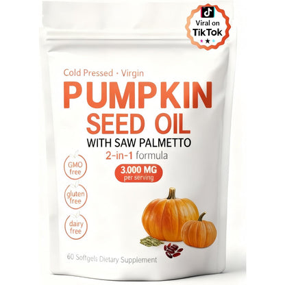 Eoqifjm Kitabio Mini Pumpkin Seed Oil with Saw Palmetto front view pouch