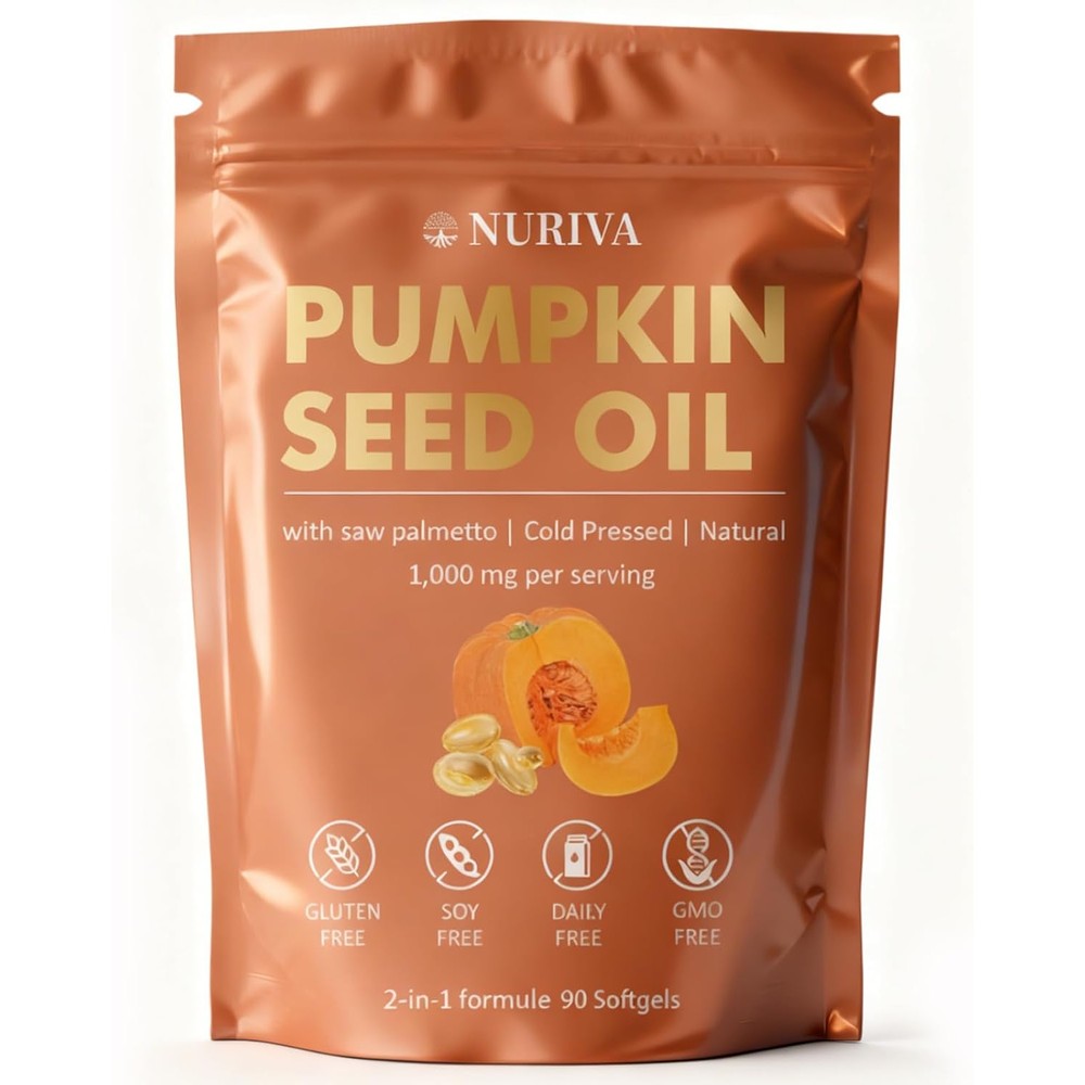 JRR Nuriva Pumpkin Seed Oil 90 Softgels front view bottle