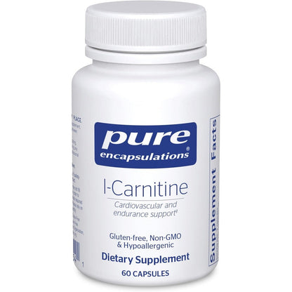 Pure Encapsulations L-Carnitine 60 capsules front view for heart health.