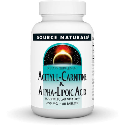 Source Naturals Acetyl L-Carnitine Alpha-Lipoic Acid bottle front view for cellular vitality