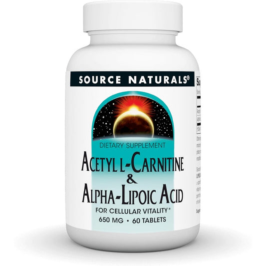 Source Naturals Acetyl L-Carnitine Alpha-Lipoic Acid bottle front view for cellular vitality
