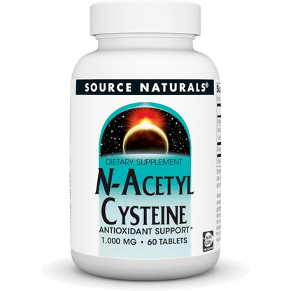 Source Naturals N-Acetyl Cysteine 1000 mg bottle front view for antioxidant support.